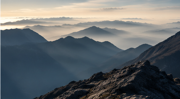 Mountain peak in early light